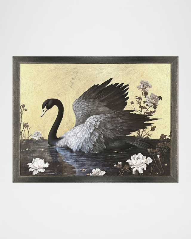 "Gilded Swan" Hand-Embellished Giclee